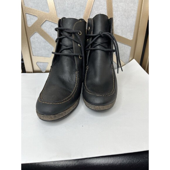 Timberland Women Ankle Boots Black Nubuck Leather Wedge Heels Bootie Sz 11 - Picture 6 of 10